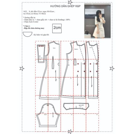 Rập giấy A0 mã 1433 - đầm dáng A - Hình ảnh 3