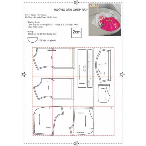 Rập giấy A0 mã R213 - Bộ thun cho bé - Hình ảnh 2
