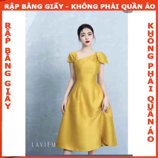 Rập giấy A0 mã 1607 - đầm xòe nơ vai - Hình ảnh 4