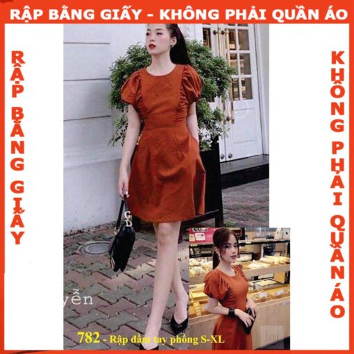 Rập giấy A0 mã 782 - đầm tay phồng cách điệu