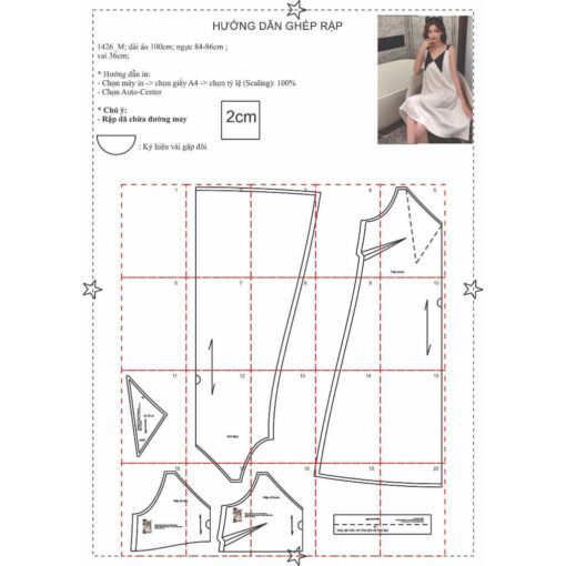 Rập giấy A0 mã 1426 - đầm ngủ - Hình ảnh 2