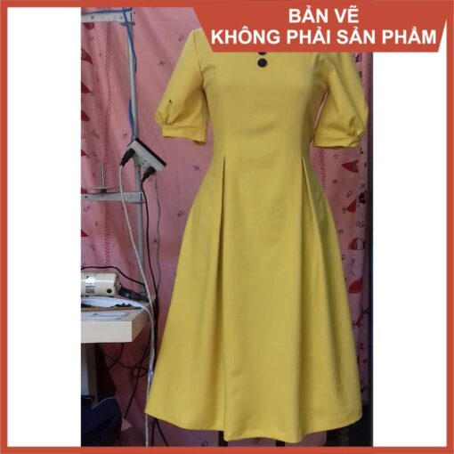 Rập giấy A0 mã 709 - đầm xếp ly - Hình ảnh 2