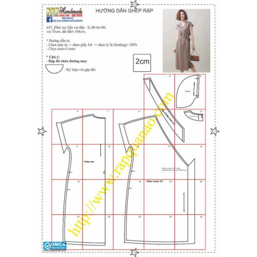 Rập giấy A0  mã 633 - rập đầm nữ - Hình ảnh 2