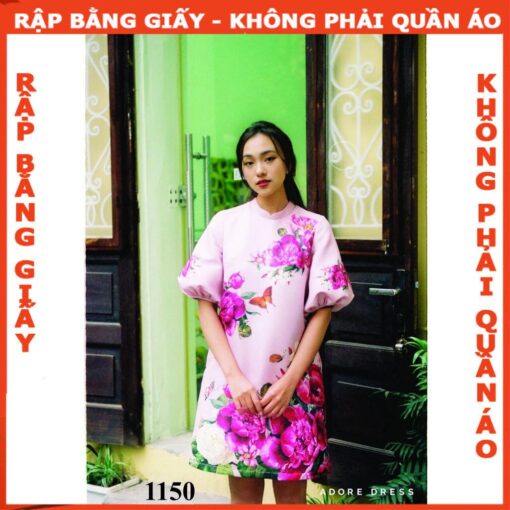 Rập giấy A0 mã 1150 - đầm tay lồng đèn cổ chân - Hình ảnh 3