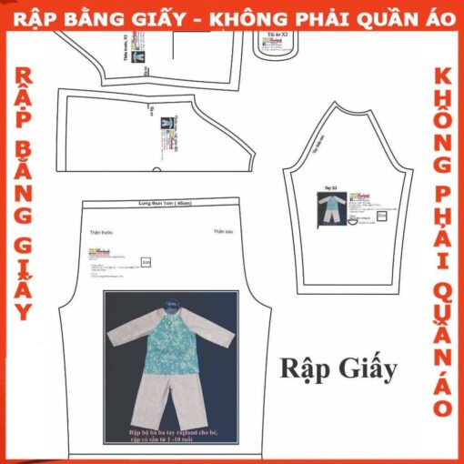 Rập giấy A0 mã R469 - bộ bà ba cổ tim bé