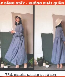 Rập giấy A0 mã 734 - đầm tay dài