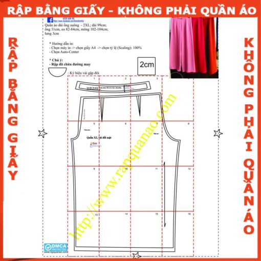 Rập giấy A0 may quần mặc áo dài cách tân 3cm - Hình ảnh 4