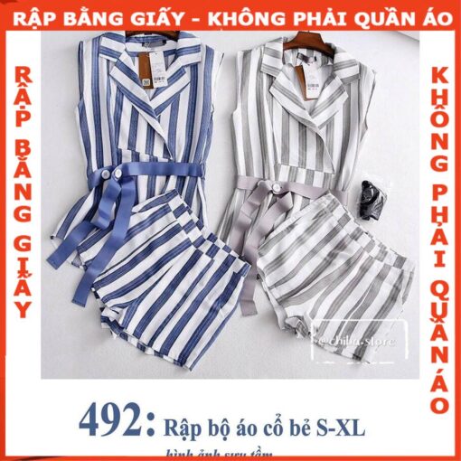 Rập giấy A0 mã 492 - bộ short cổ bẻ