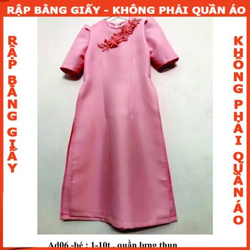 Rập giấy A0 bộ áo dài bé gái mã AD06 (áo+quần) - Hình ảnh 2