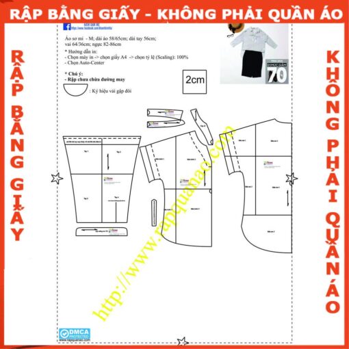 Rập giấy A0 áo sơ mi nữ mã 463 - Hình ảnh 3