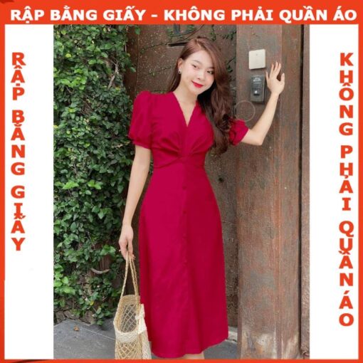 Rập giấy A0 mã 1450 - đầm xếp tay phồng