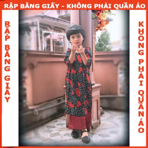 Rập giấy A0 mã AD28 bộ áo dài cho bé (áo + quần) - Hình ảnh 5