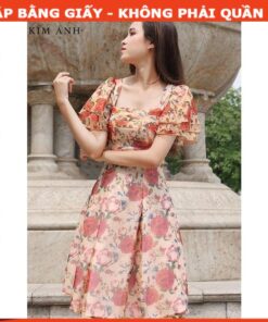 Rập  giấy A0 mã 1219 - đầm cổ vuông tay loe