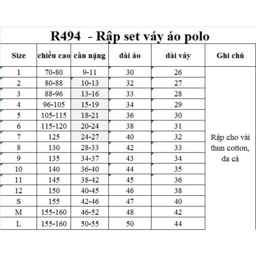 Rập giấy A0 bộ váy bé mã R494 - Hình ảnh 5