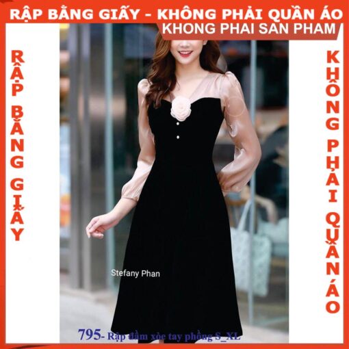 Rập giấy A0 mã 795 - đầm tay phồng
