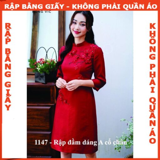 Rập giấy A0 mã 1147 - đầm dáng A cổ chân