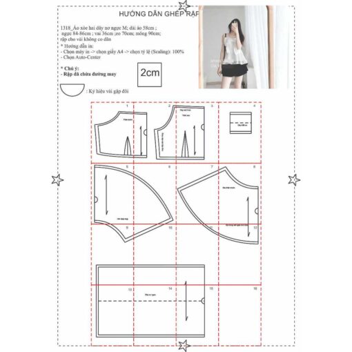 Rập giấy A0 mã 1318 - áo dây - Hình ảnh 3