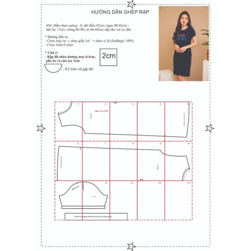 Rập giấy A0 mã 694 - đầm thun suông - Hình ảnh 4