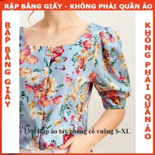 Rập giấy mã 130 - áo cổ vuông - Hình ảnh 3
