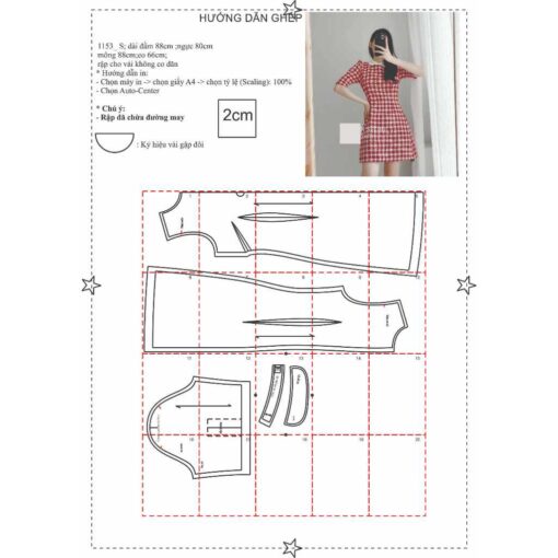 Rập giấy A0 mã 1153  - đầm sơ mi dáng A - Hình ảnh 3