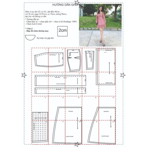 Rập giấy A0 mã 1330 - đầm trễ vai - Hình ảnh 4