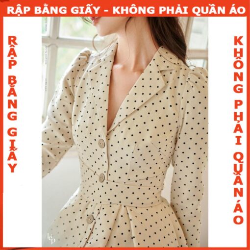 Rập  giấy  A0 mã 1144 - đầm cổ ve thắt nơ - Hình ảnh 5