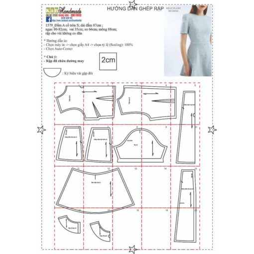 Rập giấy A0 mã 1579- rập đầm đuôi cá - Hình ảnh 2