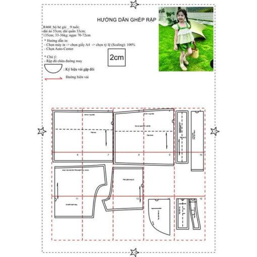 Rập giấy mã R460 - bộ bé gái - Hình ảnh 2