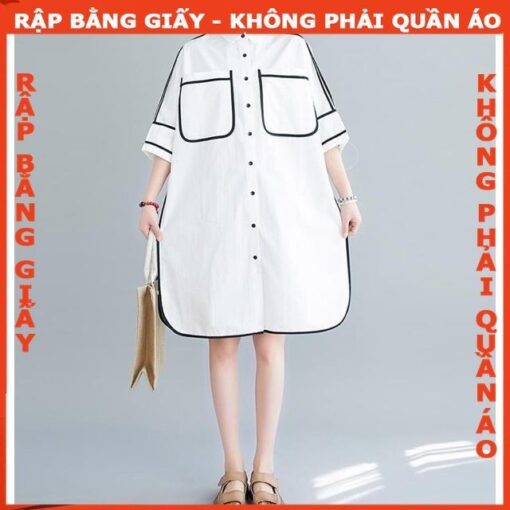 Rập giấy A0 mã 1037 - đầm sơ mi dáng rộng