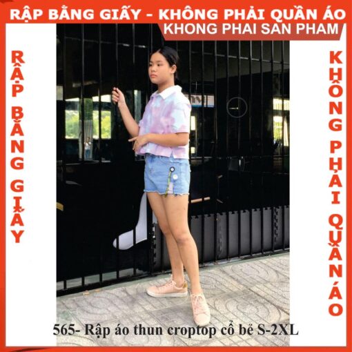 Rập giấy A0 áo thun croptop cổ bẻ mã 565 - Hình ảnh 4