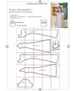 Alternative view of Rập giấy  A0 mã 609 - đầm 7 mảnh cổ vuông