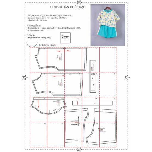 Rập giấy A0 mã 963 - Rập bộ thun - Hình ảnh 3