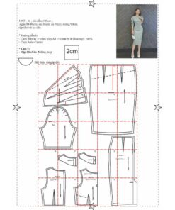 Alternative view of Rập giấy A0 mã 1555 - đầm xếp eo