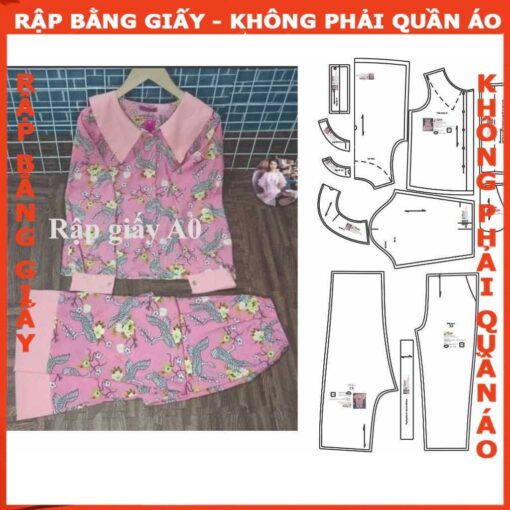 Rập giấy A0 mã 12 - Rập bộ dài quần ống suông