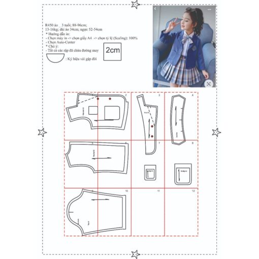 Rập giấy A0 may set vest bé mã R450 - Hình ảnh 3