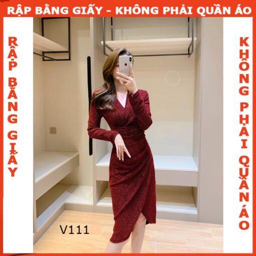 Rập giấy A0 đầm đỏ cổ tim mã 1484 - Hình ảnh 3