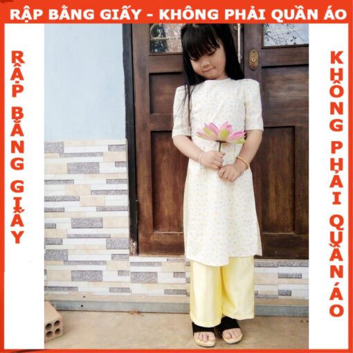 Rập giấy A0 bộ áo dài bé gái mã AD06 (áo+quần) - Hình ảnh 7