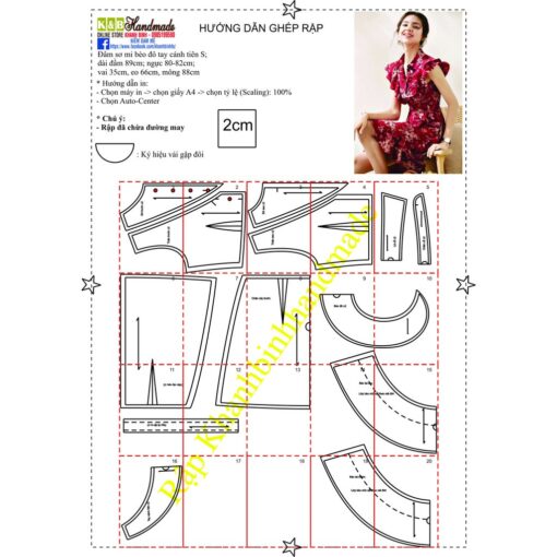 Rập giấy A0 đầm sơ mi cánh tiên mã 1253 - Hình ảnh 2
