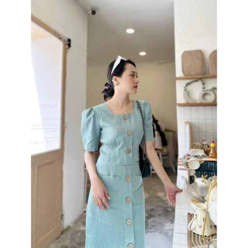 Rập giấy A0 mã 357 - set váy A áo cổ vuông - Hình ảnh 3