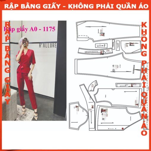 Rập giấy A0 set bộ áo cổ tim quần bagy 1175