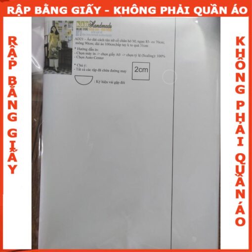 Rập giấy A0 may bộ áo dài mã AD21( áo + quần) - Hình ảnh 5