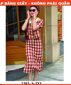 Alternative view of Rập giấy A0  set váy suông áo cổ sen mã 1383