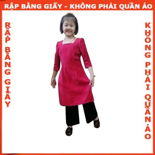 Rập giấy A0 mã AD28 bộ áo dài cho bé (áo + quần) - Hình ảnh 3