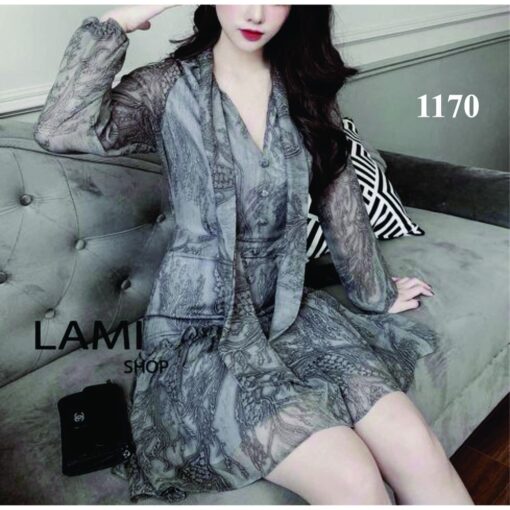 Rập giấy A0 đầm đuôi cá thắt nơ mã 1170 - Hình ảnh 3