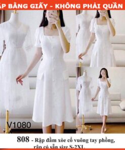 Rập giấy A0 đầm cổ vuông  mã 808