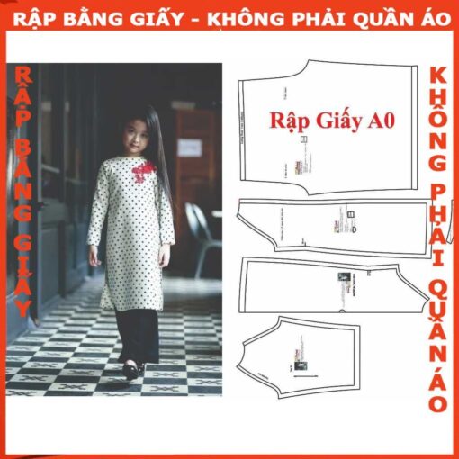 Rập giấy A0 bộ áo dài bé gái mã AD21