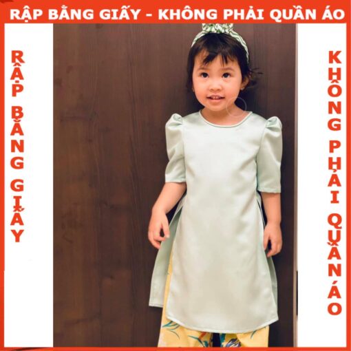 Rập giấy A0 bộ áo dài bé gái mã AD06 (áo+quần) - Hình ảnh 3