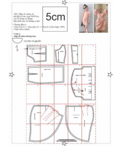 Alternative view of Rập  giấy A0 mã 1087 - đầm cổ vuông tay phồng