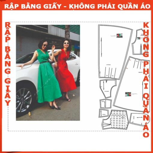 Rập giấy A0 mã 343 - đầm xòe sát nách