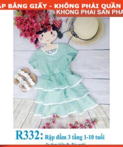 Rập giấy A0 đầm bé gái mã R332
